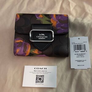 Coach Morgan Small Wallet In Signature Canvas With Rose Print